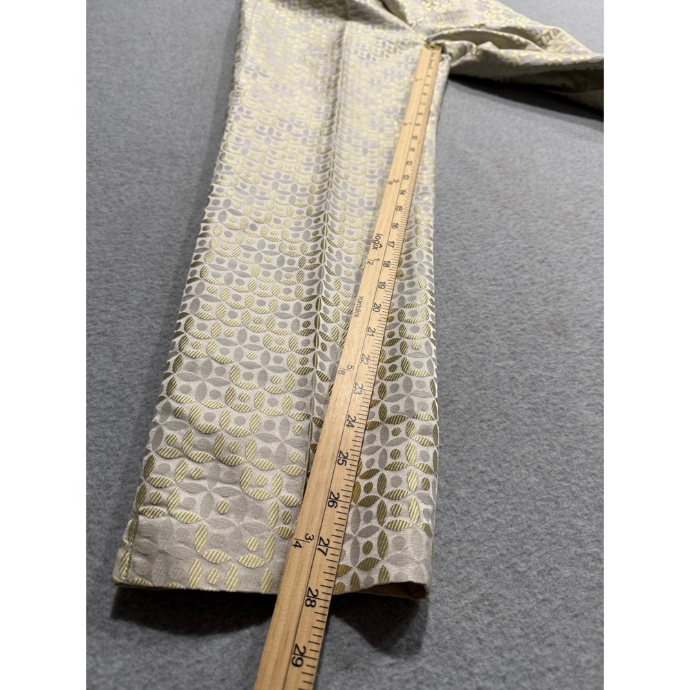 Sigrid Olsen Silk Blend Jacquard Geometric Suit Champagne Shiny Blazer 6 Pants 4 - Picture 11 of 16